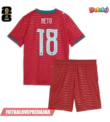 Lacne Dětský Futbalové dres Portugalsko Pedro Neto #18 MS 2026 Krátky Rukáv - Domáci (+ trenírky)